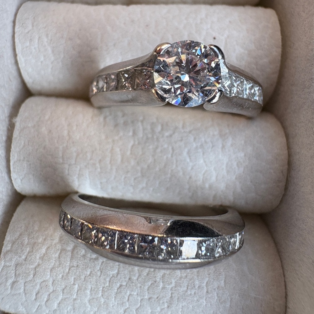 Canadian made elegant Diamond Ring Set - engagement ring and wedding ring